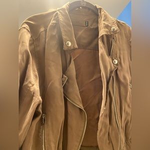 Lightweight suede moto jacket.